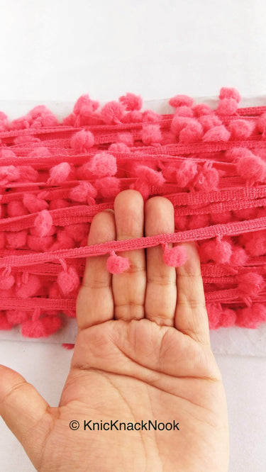 Pink Pom Pom Fringe Trim, Pompom Trimming, Tassels